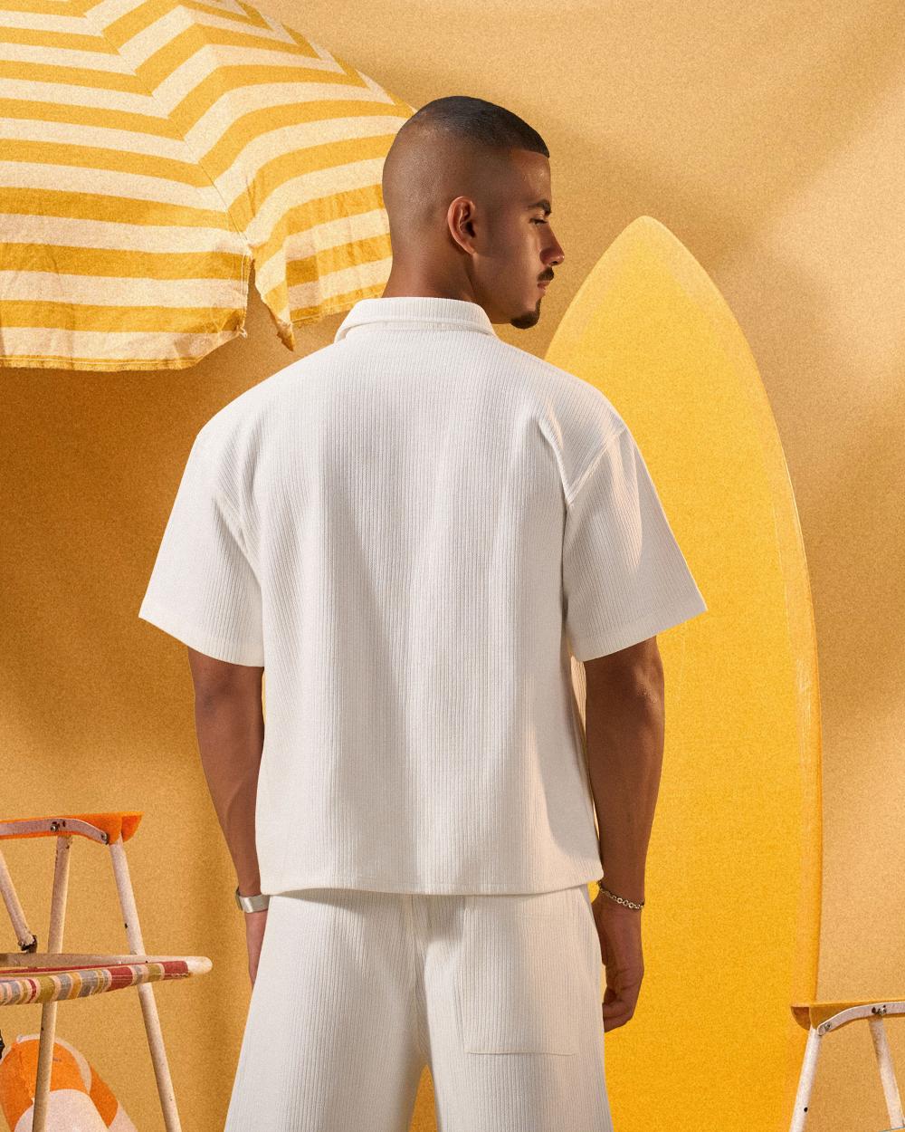 OFF WHITE SOFT TEXTURE OVERSHIRT