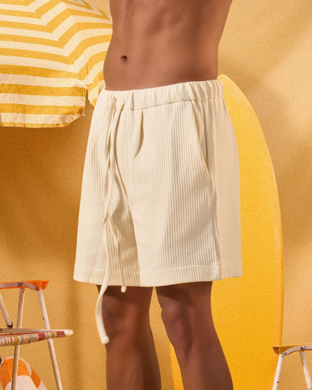 OFF WHITE RELAXED RIBBED SHORTS