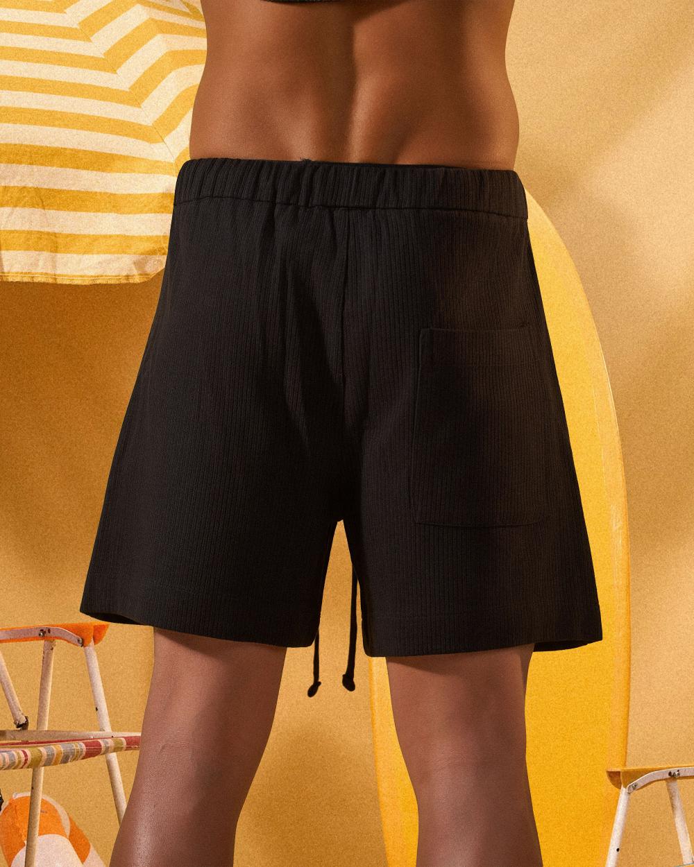 BLACK SOFT TEXTURE SHORTS