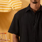 BLACK SOFT TEXTURE OVERSHIRT
