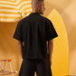 BLACK SOFT TEXTURE OVERSHIRT