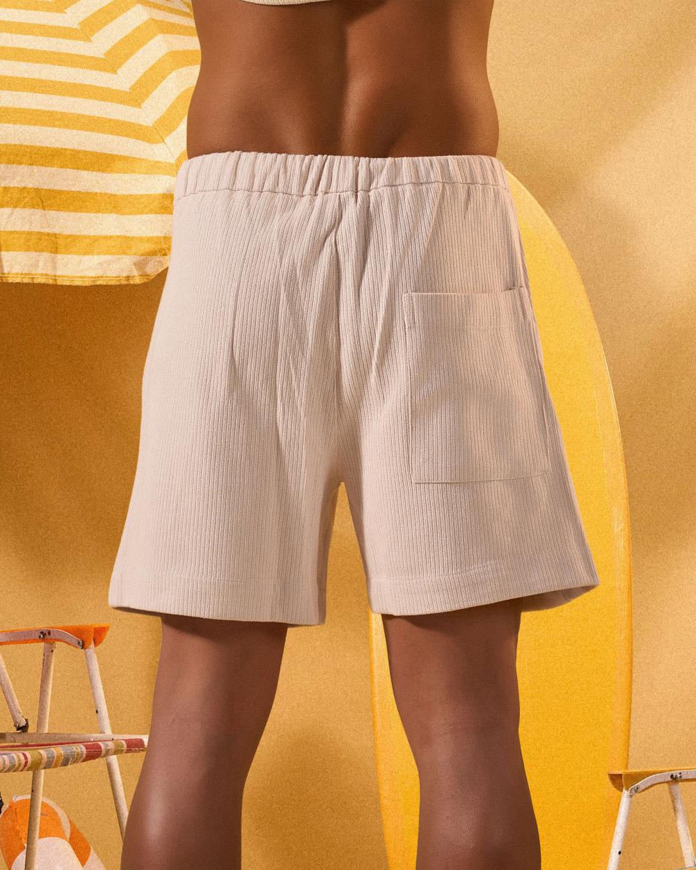 BEIGE SOFT TEXTURE SHORTS