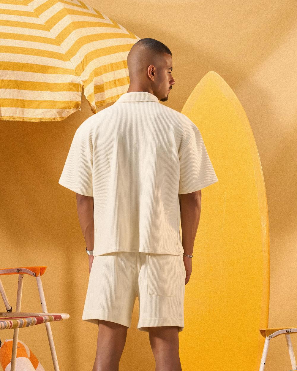 OFF WHITE RELAXED RIBBED OVERSHIRT