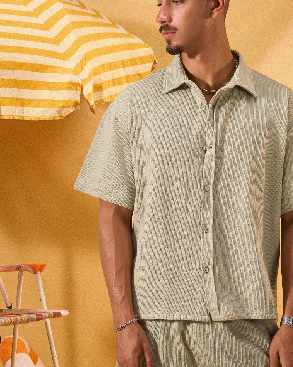 MINT GREEN RIDGED OVERSHIRT