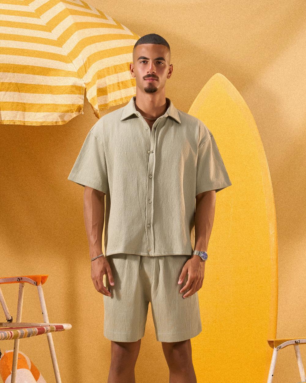 MINT GREEN RIDGED OVERSHIRT