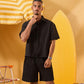 BLACK RIDGED OVERSHIRT