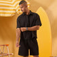 BLACK RIDGED OVERSHIRT