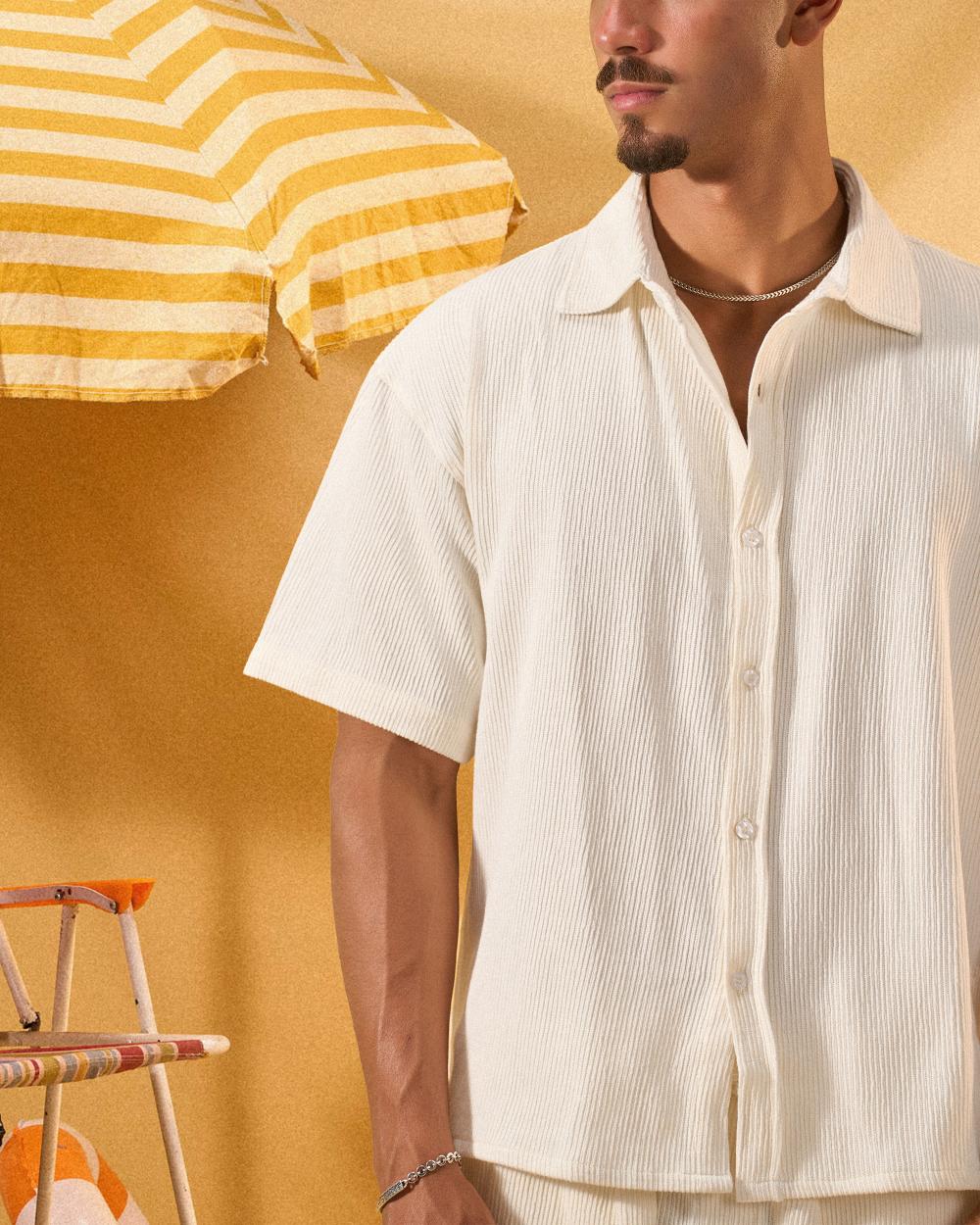 OFF WHITE RIDGED OVERSHIRT