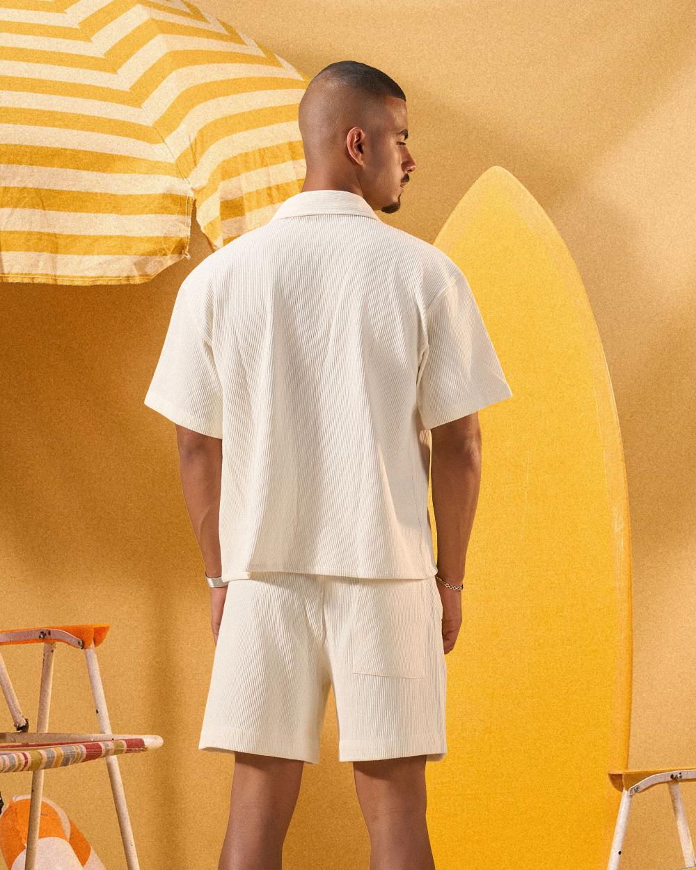 OFF WHITE RIDGED OVERSHIRT