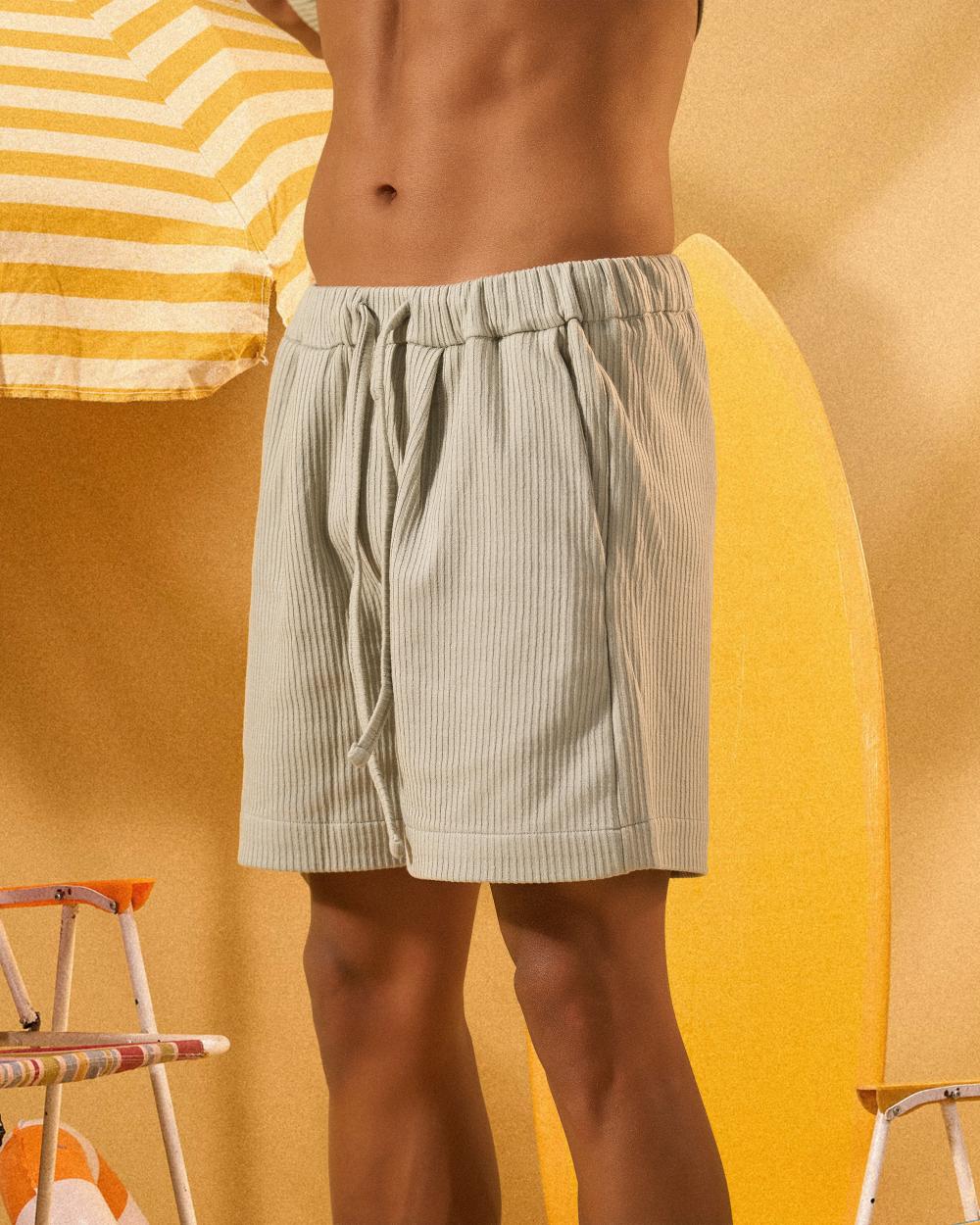 MINT GREEN RELAXED RIBBED SHORTS