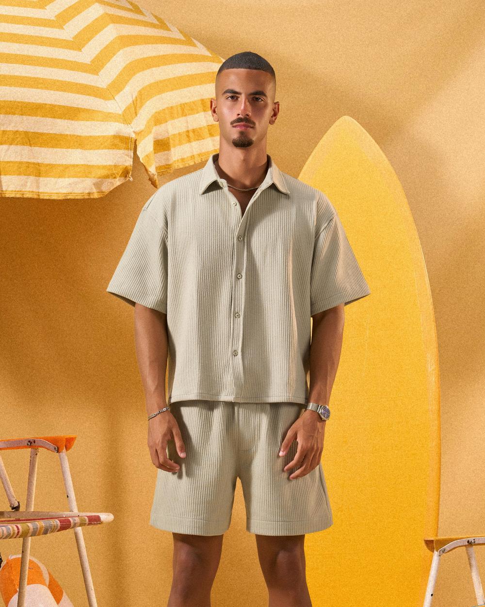MINT GREEN RELAXED RIBBED OVERSHIRT