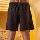 BLACK RELAXED RIBBED SHORTS