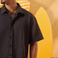 BLACK RELAXED RIBBED OVERSHIRT