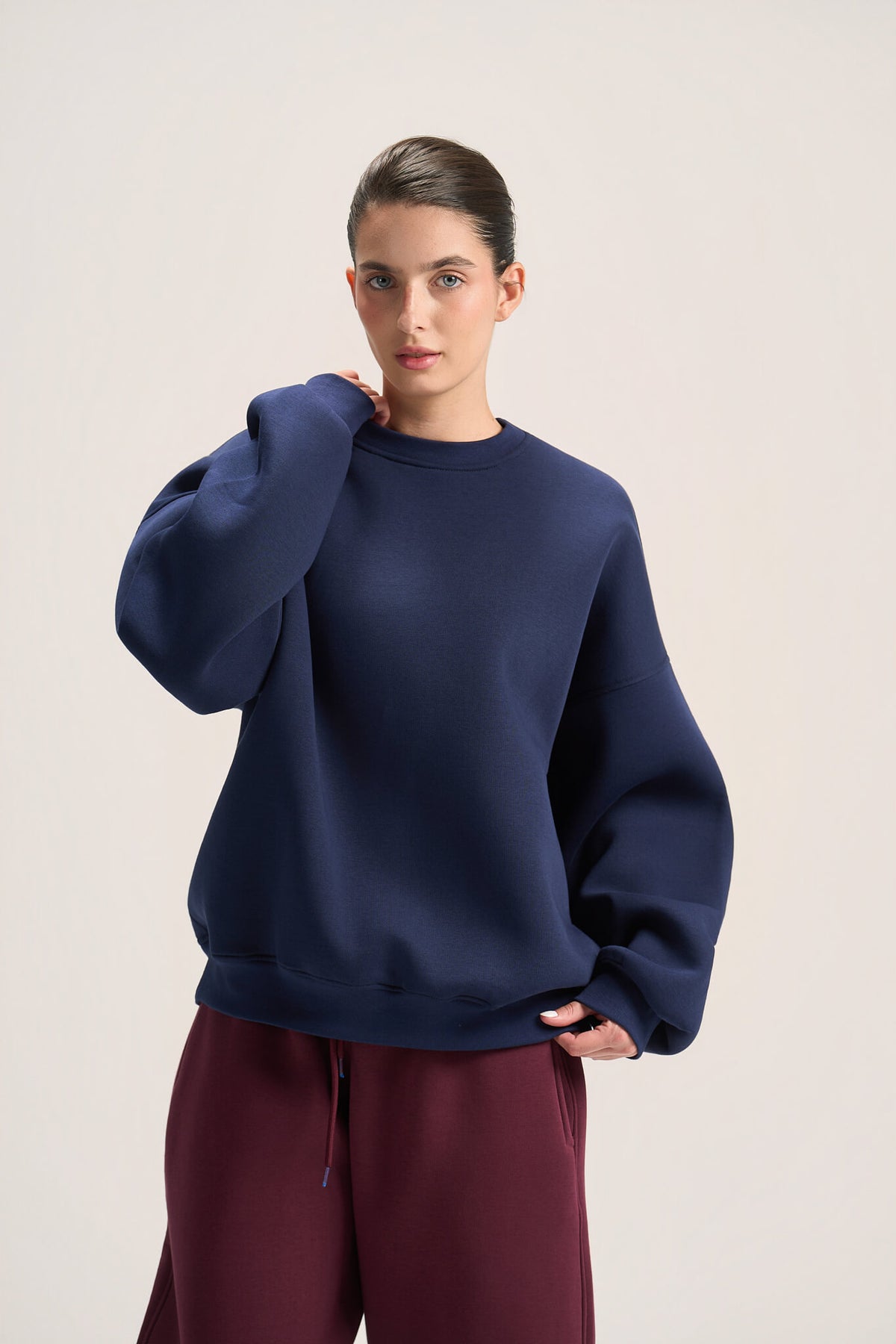NAVY BLUE BOXY-FIT CREWNECK