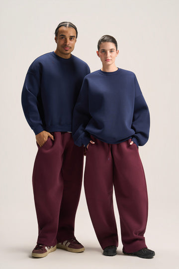BURGUNDY BARREL FIT SWEATPANTS