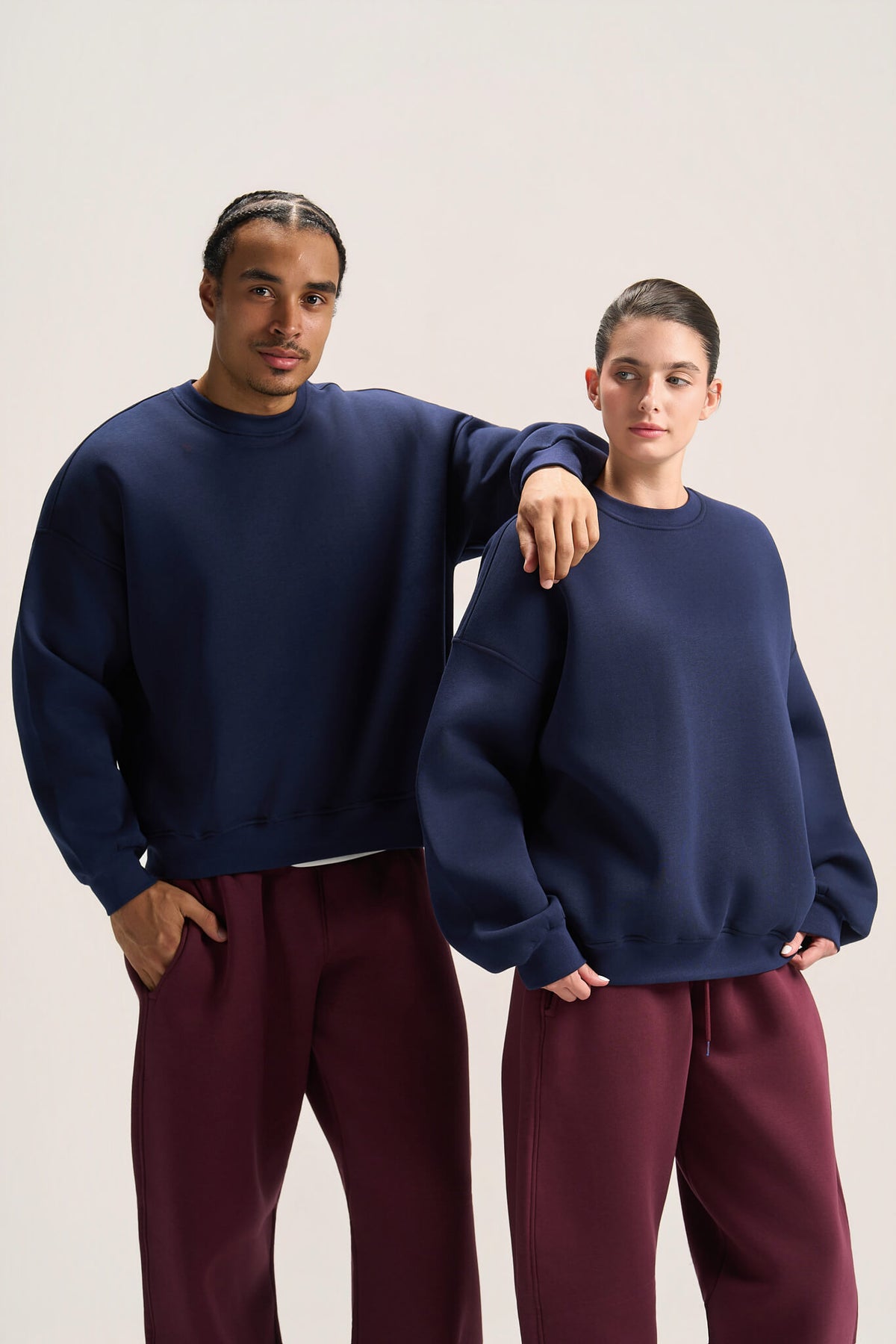 NAVY BLUE BOXY-FIT CREWNECK