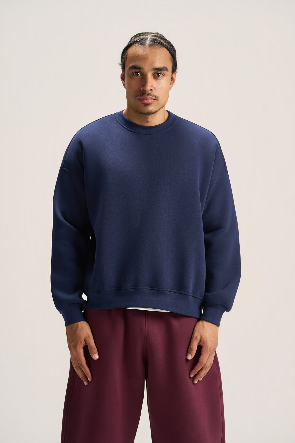 NAVY BLUE BOXY-FIT CREWNECK