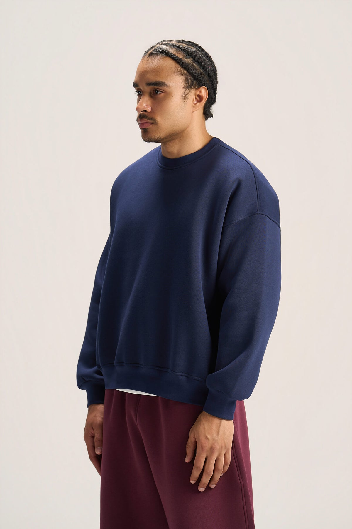 NAVY BLUE BOXY-FIT CREWNECK