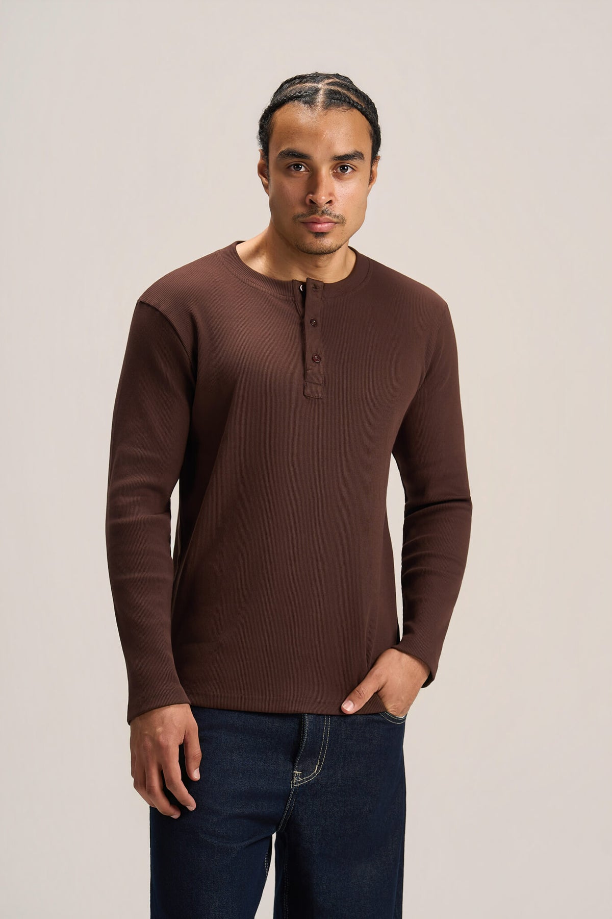 LONG SLEEVE HENLEY SHIRT