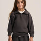 DARK GREY LITTLE ONES V-NECK COLLAR SWEATSHIRT