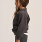DARK GREY LITTLE ONES V-NECK COLLAR SWEATSHIRT