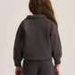 DARK GREY LITTLE ONES V-NECK COLLAR SWEATSHIRT