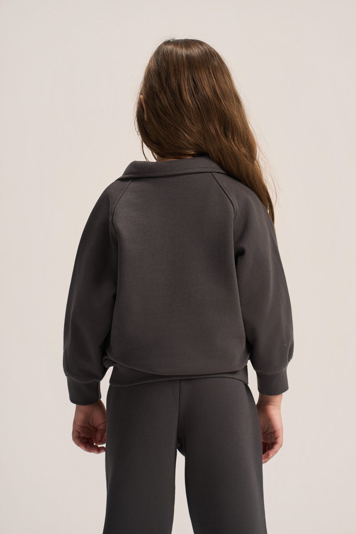 DARK GREY LITTLE ONES V-NECK COLLAR SWEATSHIRT