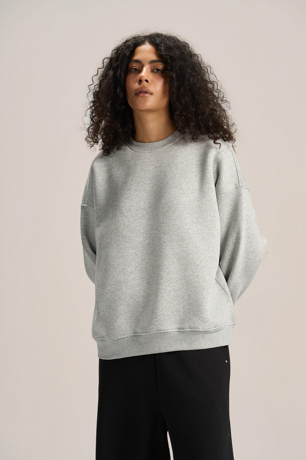 ASH GREY BOXY-FIT CREWNECK