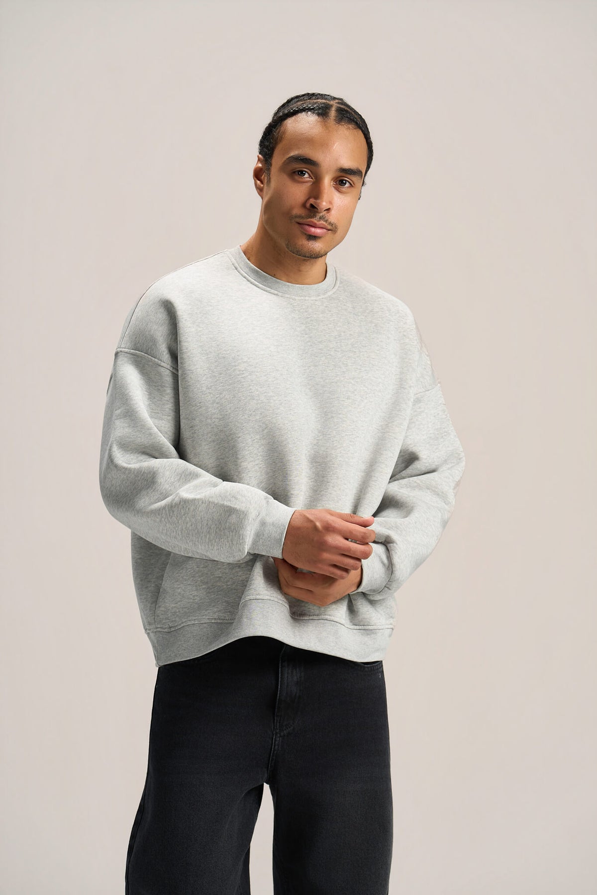 ASH GREY BOXY-FIT CREWNECK