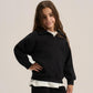 BLACK LITTLE ONES V-NECK COLLAR SWEATSHIRT