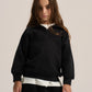 BLACK LITTLE ONES V-NECK COLLAR SWEATSHIRT