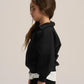 BLACK LITTLE ONES V-NECK COLLAR SWEATSHIRT