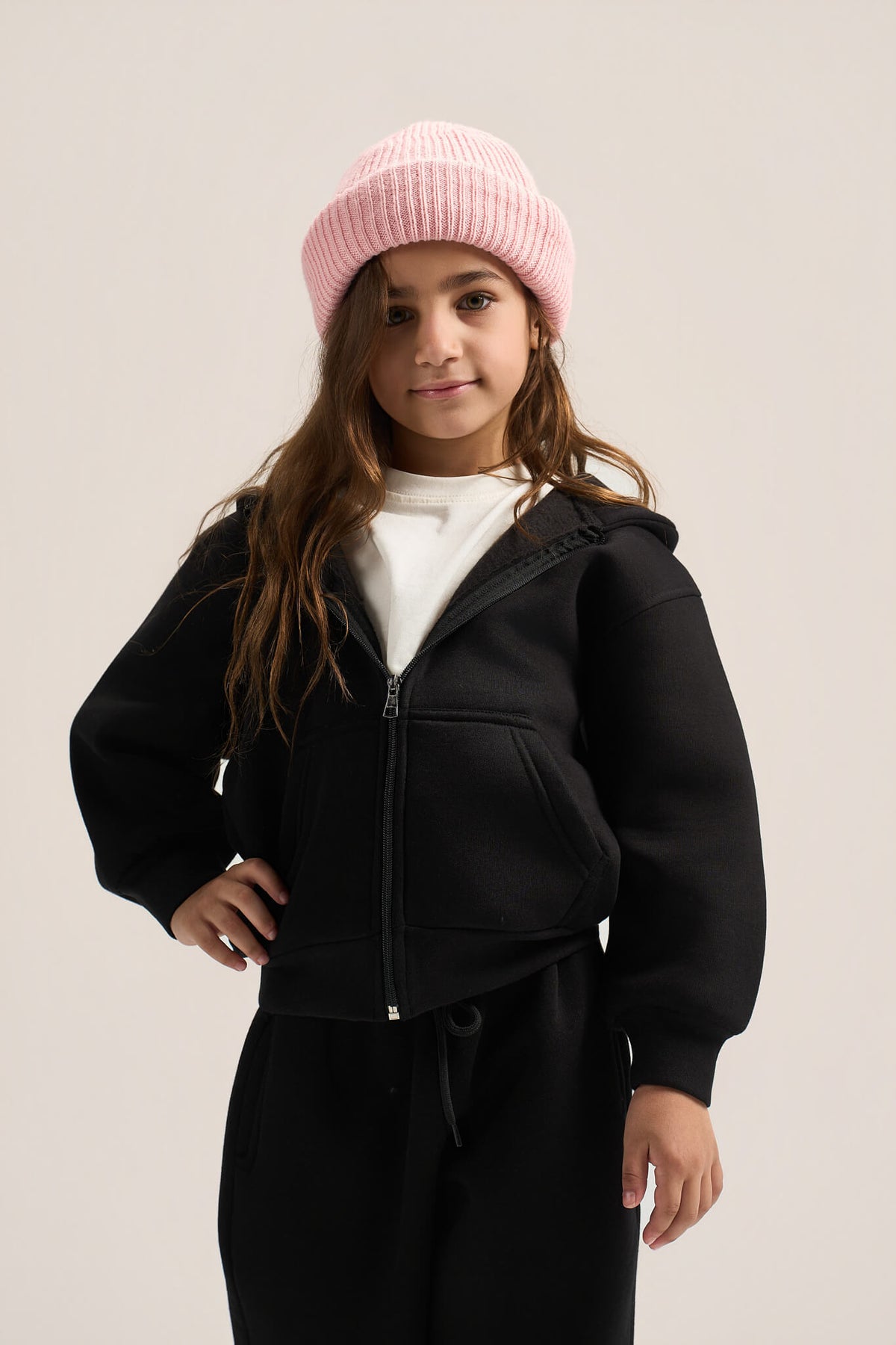 BLACK LITTLE ONES ESSENTIAL ZIP UP HOODIE