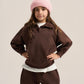 DARK BROWN LITTLE ONES V-NECK COLLAR SWEATSHIRT