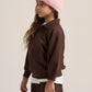 DARK BROWN LITTLE ONES V-NECK COLLAR SWEATSHIRT