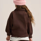 DARK BROWN LITTLE ONES V-NECK COLLAR SWEATSHIRT