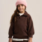 DARK BROWN LITTLE ONES V-NECK COLLAR SWEATSHIRT
