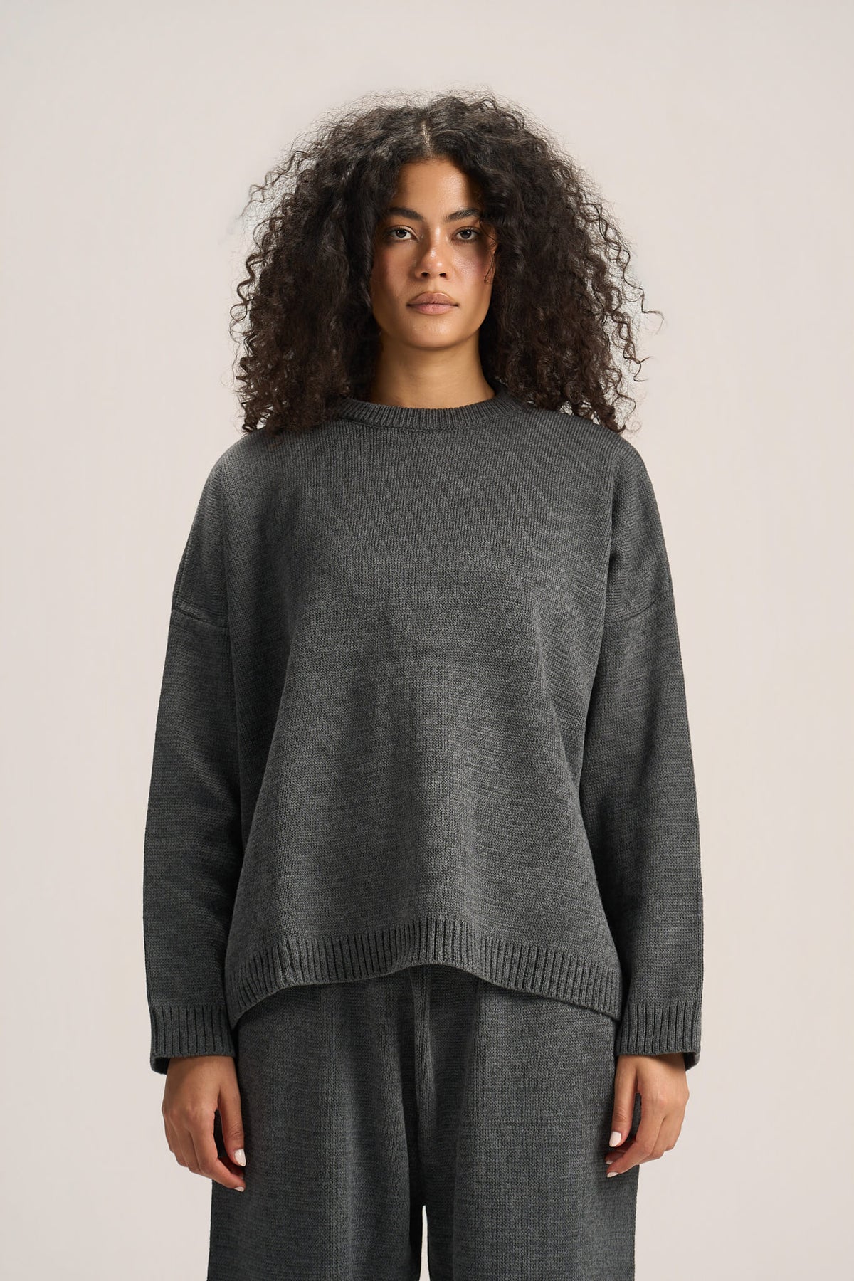 DARK GREY COZY KNIT PULLOVER