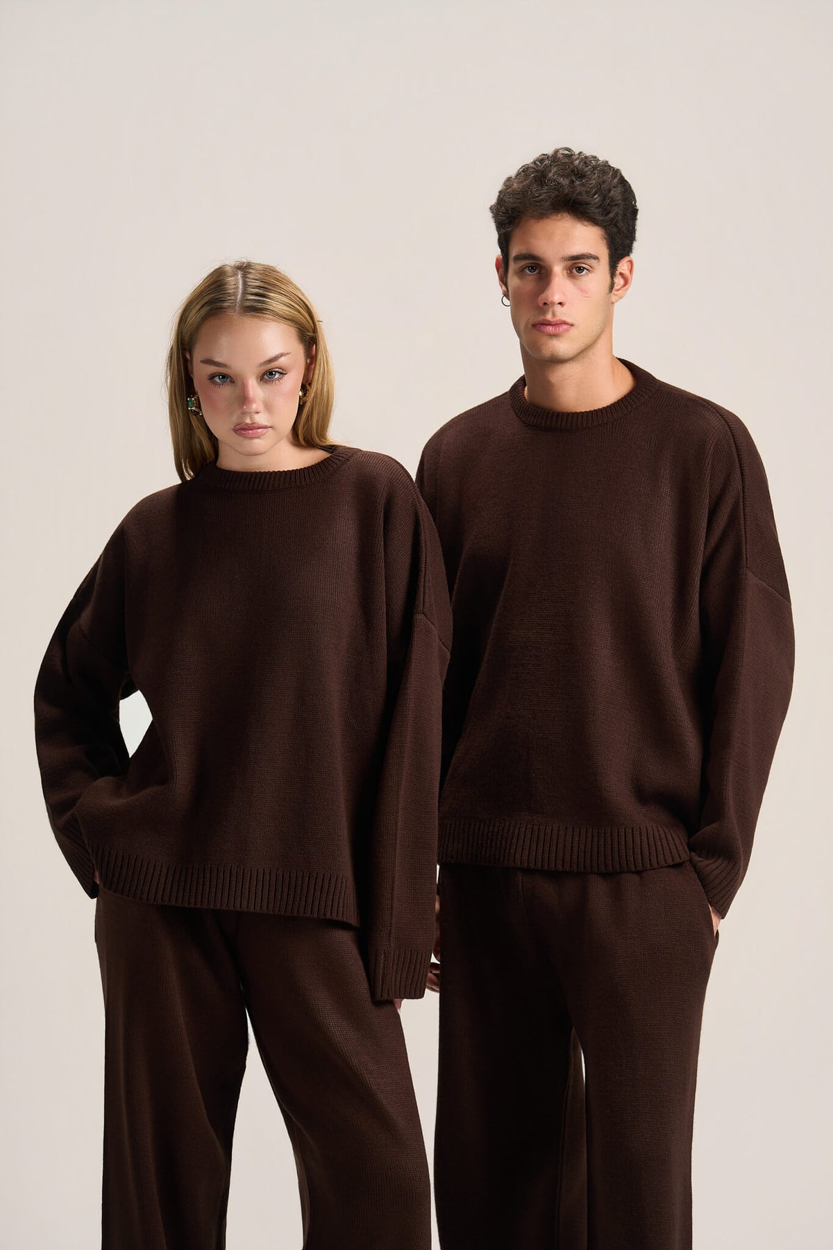 BROWN COZY KNIT PULLOVER