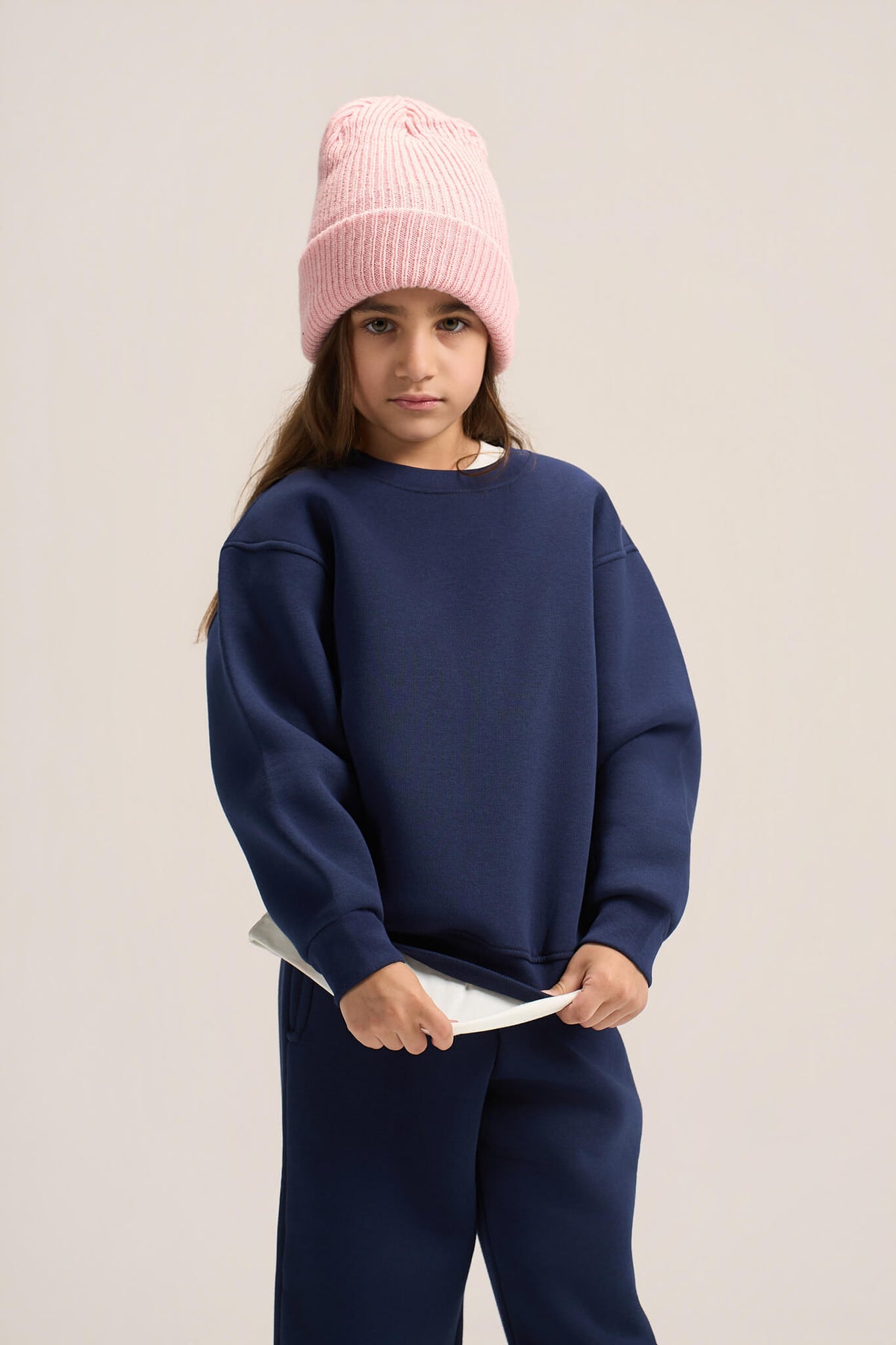 NAVY BLUE LITTLE ONES BOXY-FIT CREWNECK