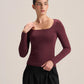 SQUARE NECK LONG SLEEVE TOP