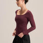 SQUARE NECK LONG SLEEVE TOP