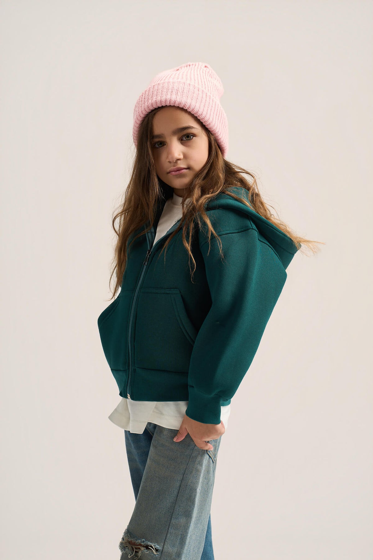 TEAL LITTLE ONES ESSENTIAL ZIP UP HOODIE