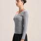 SQUARE NECK LONG SLEEVE TOP