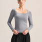 SQUARE NECK LONG SLEEVE TOP