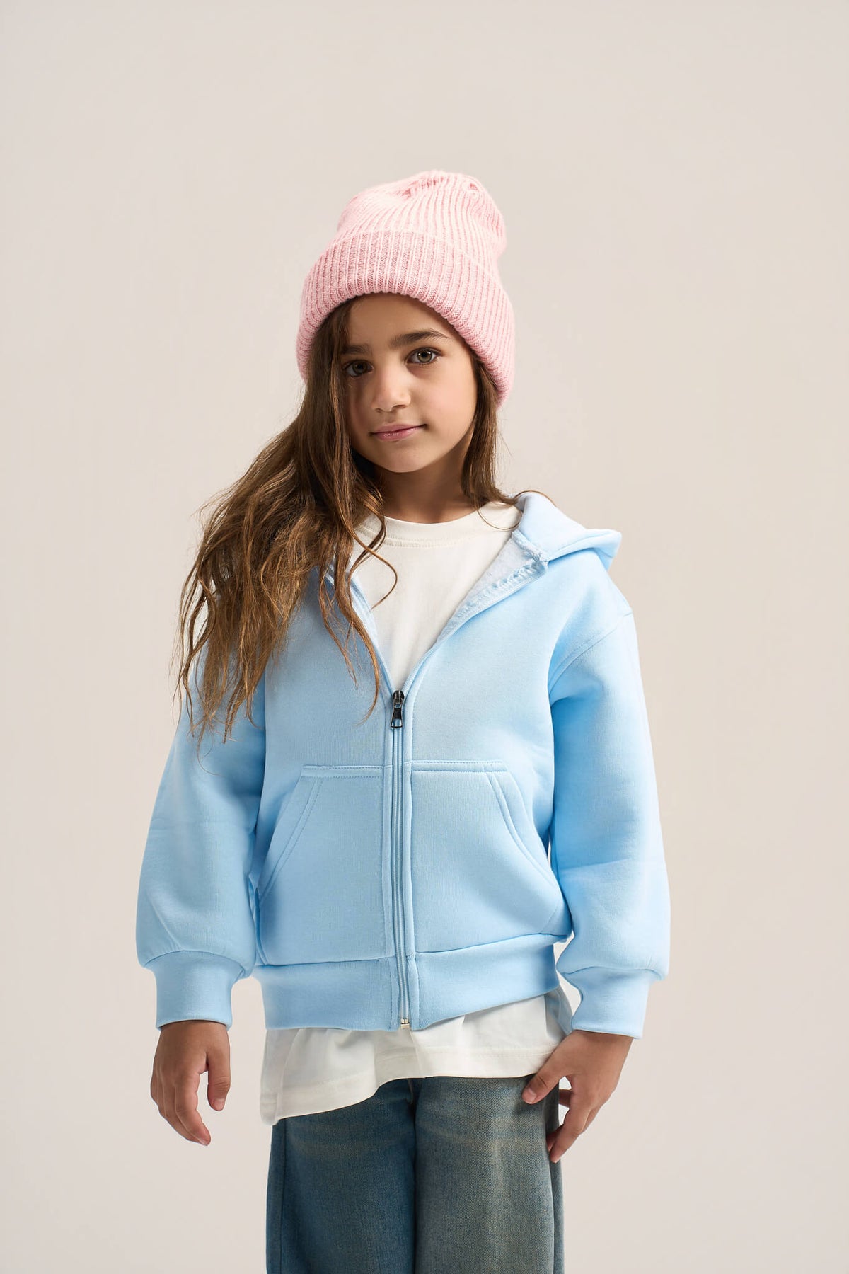 SKY BLUE LITTLE ONES ESSENTIAL ZIP UP HOODIE