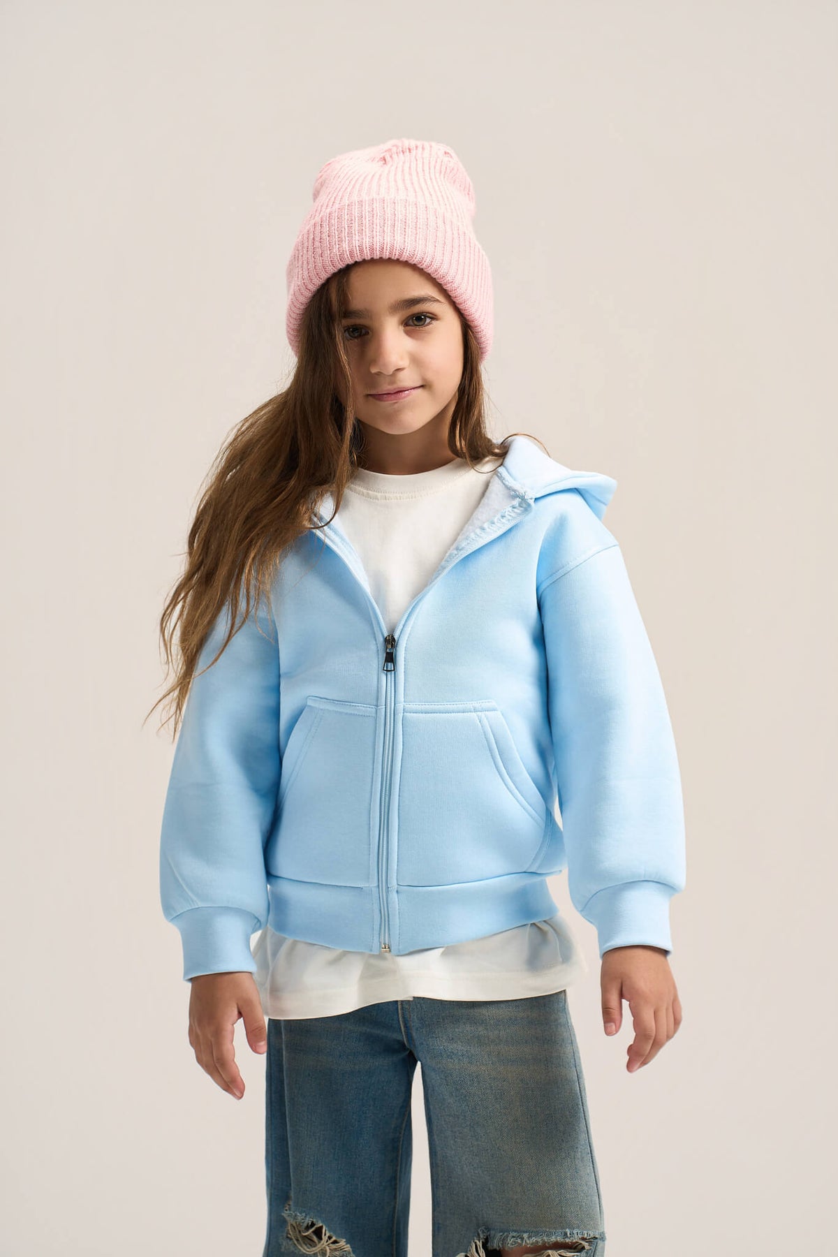 SKY BLUE LITTLE ONES ESSENTIAL ZIP UP HOODIE