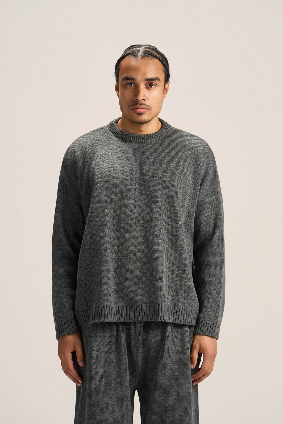 DARK GREY COZY KNIT PULLOVER