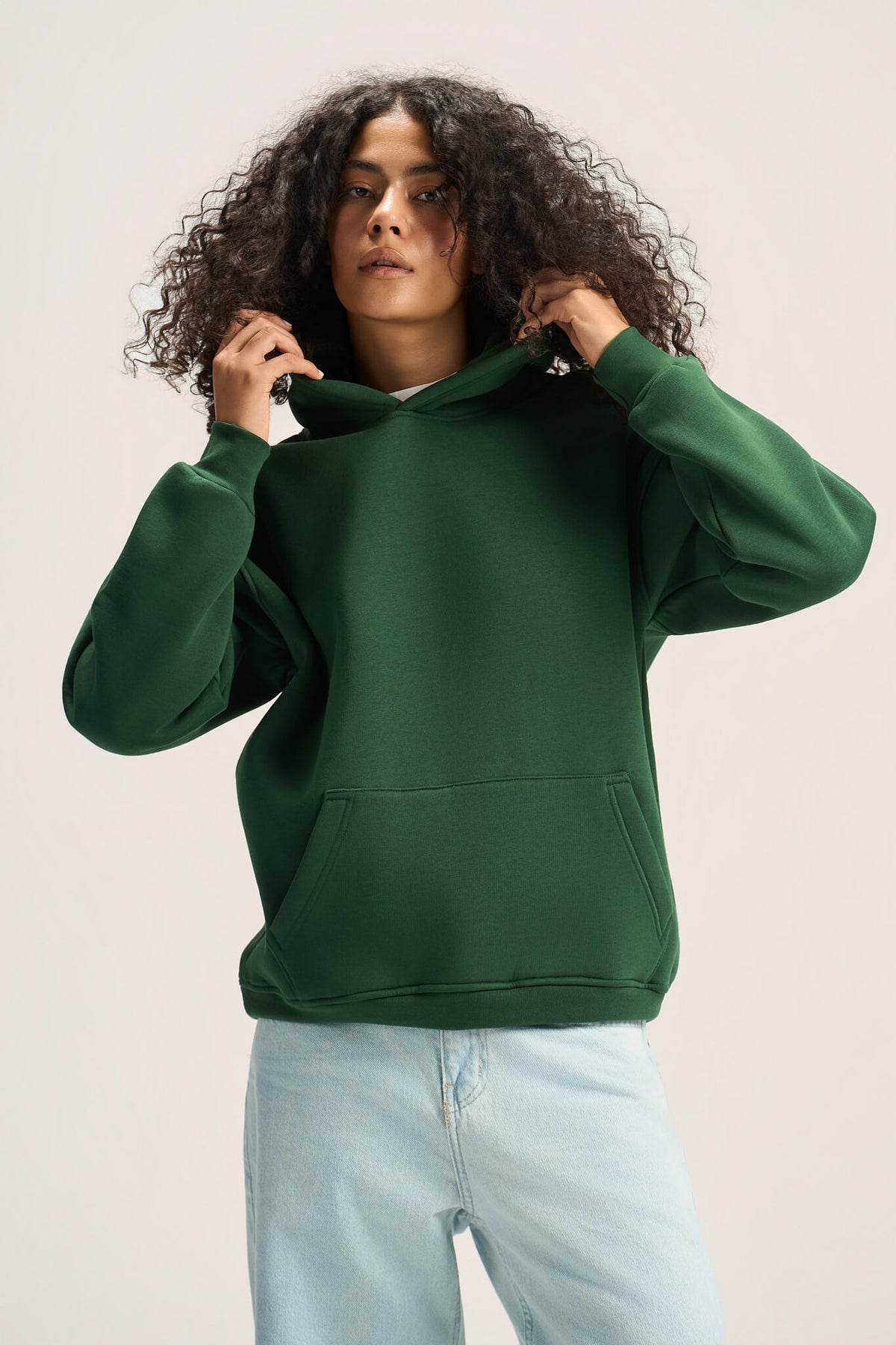 DARK GREEN OVER-SIZED HOODIE