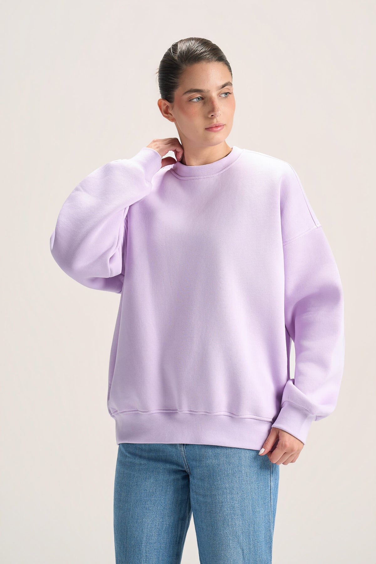 LAVENDER BOXY-FIT CREWNECK
